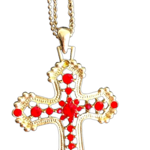 Red Stone Cross Necklace